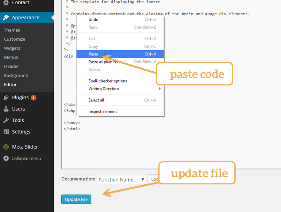 paste code