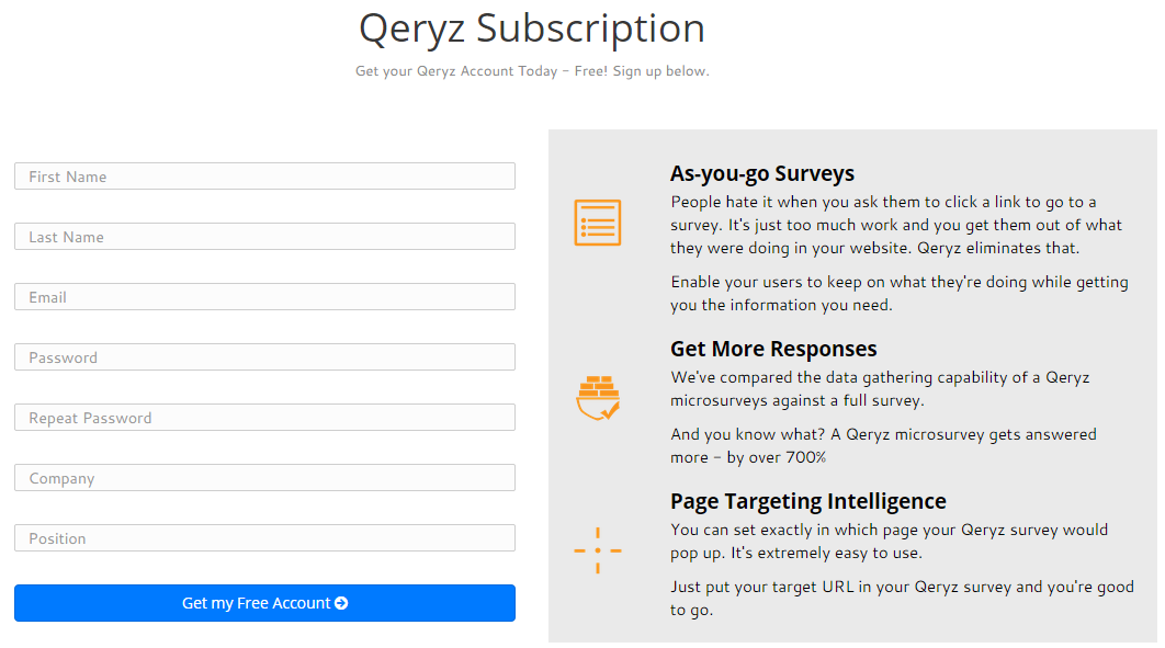 Qeryz Subscribe Page