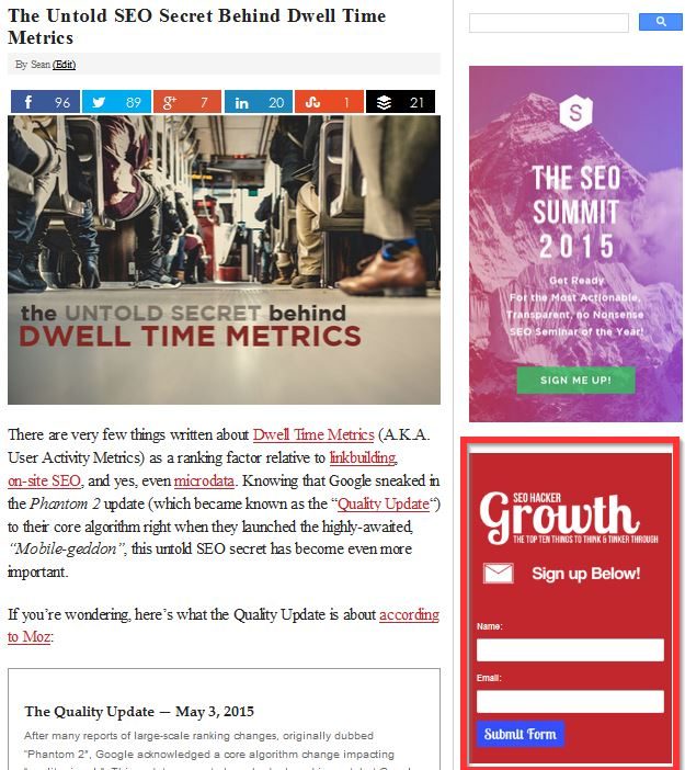 Email Lead Gathering Form