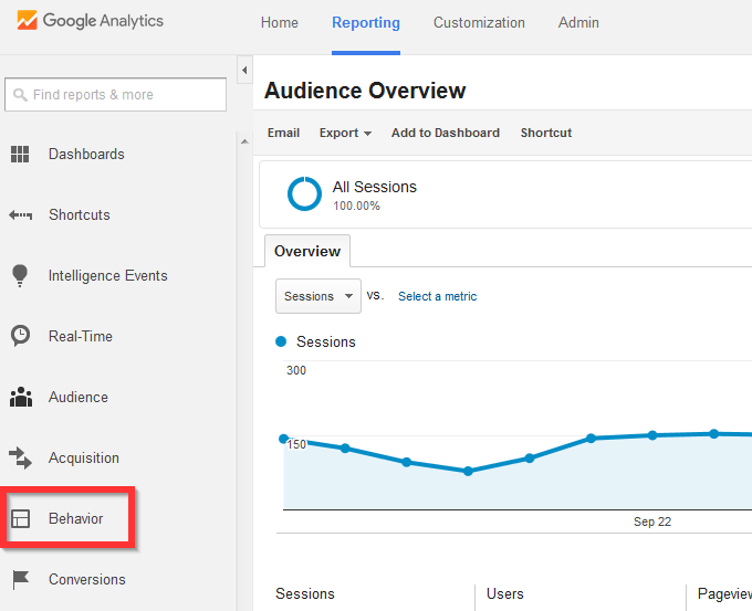 Click Behavior on GA