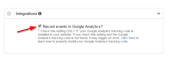 Tick checkbox - Google Analytics Qeryz Integration