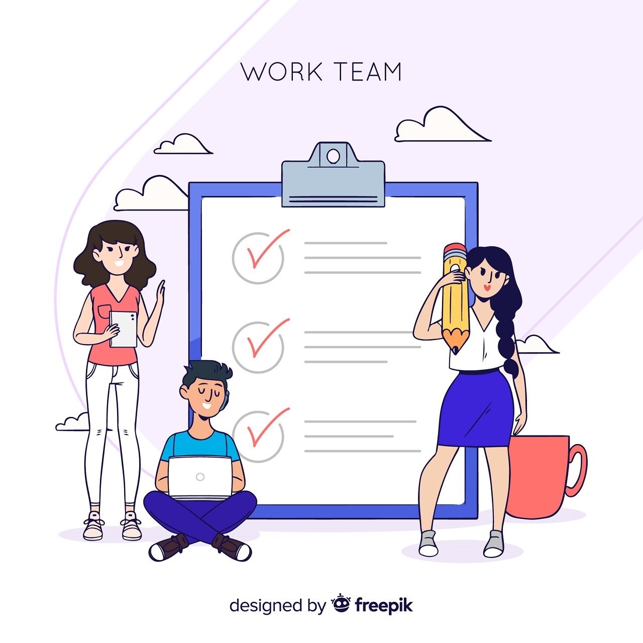 Graphics of a team answering an employee survey